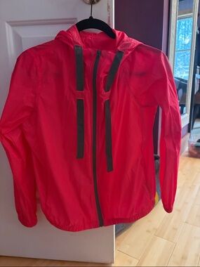 Bright Pink/Red Lightweight Hooded Windbreaker